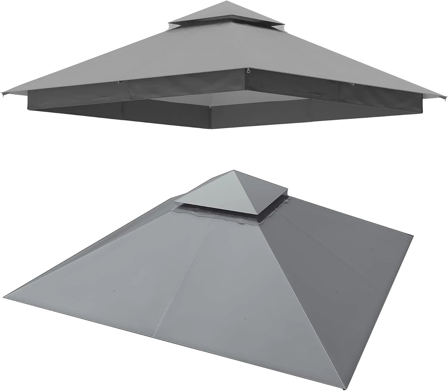 LAUSAINT HOME Gazebo Replacement Canopy Top 10'X10', Removable Vented Double Top Cover, UV-Protected, 100% Polyester, for Backyard, Garden, Lawn, Smoke Gray