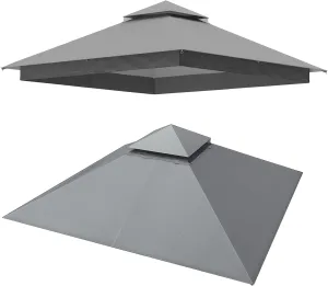 LAUSAINT HOME Gazebo Replacement Canopy Top 10'X10', Removable Vented Double Top Cover, UV-Protected, 100% Polyester, for Backyard, Garden, Lawn, Smoke Gray