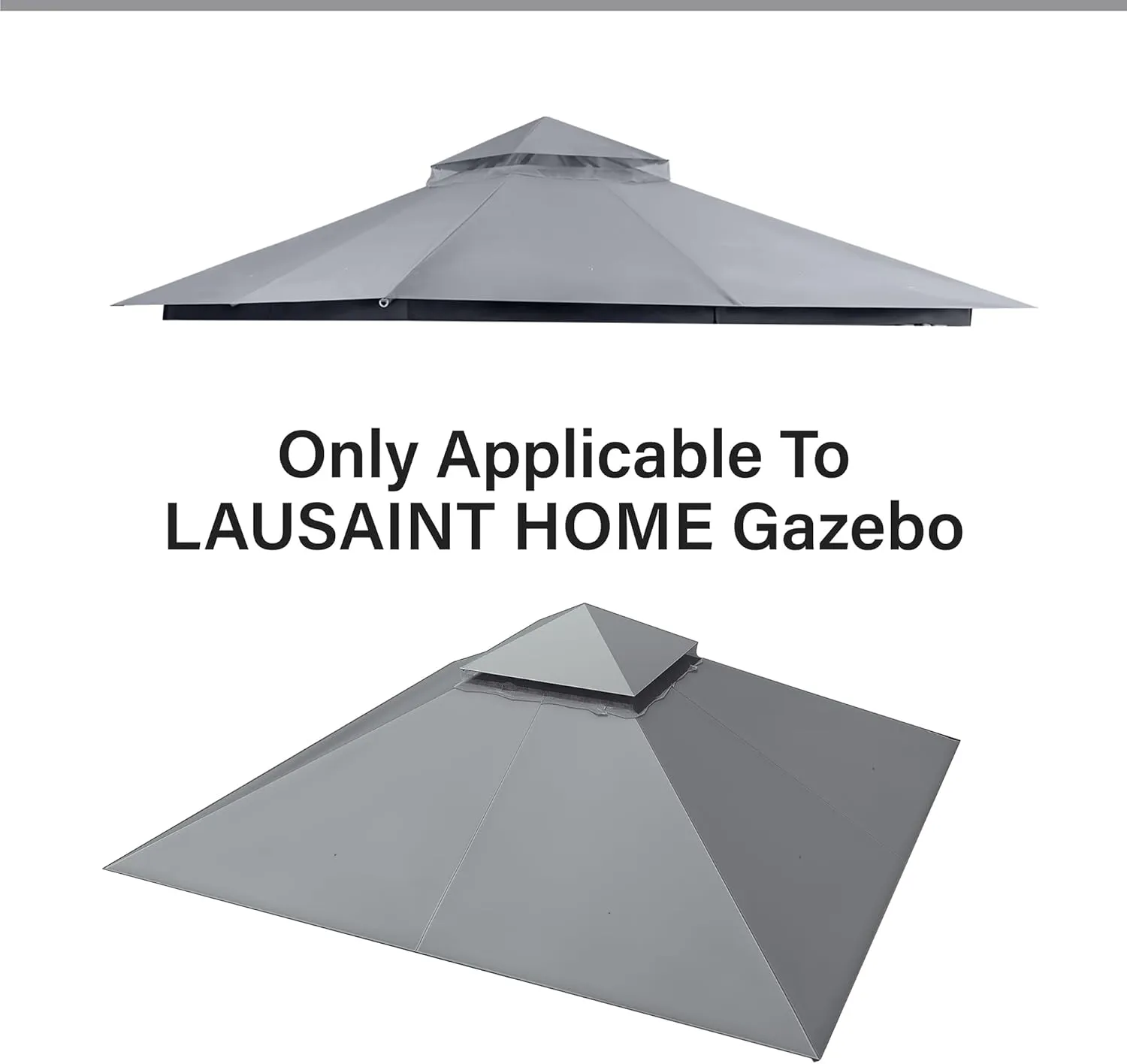 LAUSAINT HOME Gazebo Replacement Canopy Top 10'X10', Removable Vented Double Top Cover, UV-Protected, 100% Polyester, for Backyard, Garden, Lawn, Smoke Gray