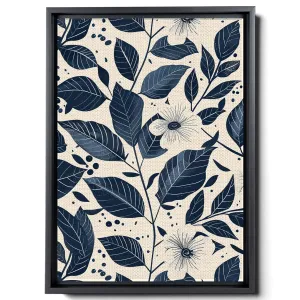 Leaf And Flower Illustration, In Light White And Light Indigo Style, Graflex Speed Graphics, Light Blue And Light Beige, Scientific Illustration, Canvas Prints