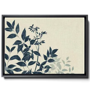 Leaf And Flower Illustration, In Light White And Light Indigo Style, Graflex Speed Graphics, Light Blue And Light Beige, Scientific Illustration, Decor Canvas