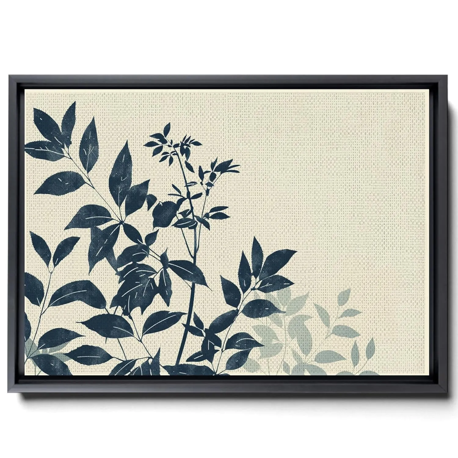 Leaf And Flower Illustration, In Light White And Light Indigo Style, Graflex Speed Graphics, Light Blue And Light Beige, Scientific Illustration, Decor Canvas