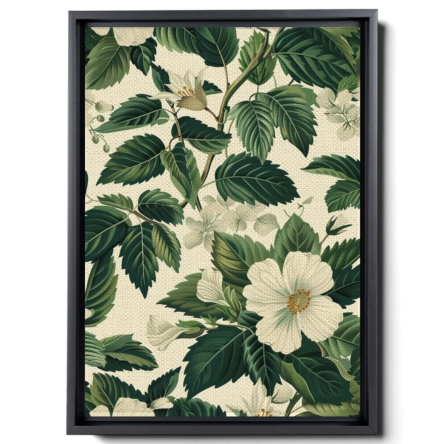 Leaf And Flower Illustration, In Light White And Light Indigo Style, Graflex Speed Graphics, Light Blue And Light Beige, Scientific Illustration, Wall Art