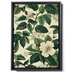 Leaf And Flower Illustration, In Light White And Light Indigo Style, Graflex Speed Graphics, Light Blue And Light Beige, Scientific Illustration, Wall Art