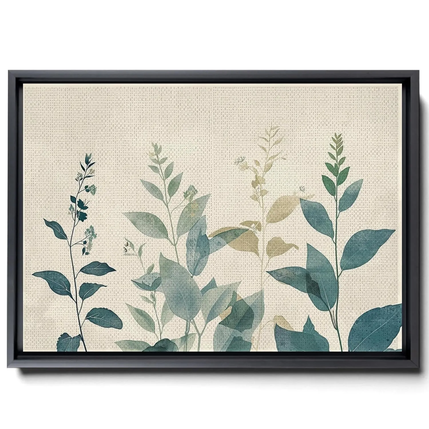 Leaf And Flower Illustration, In Light White And Light Indigo Style, Graflex Speed Graphics, Light Blue And Light Beige, Scientific Illustration, Wall Art