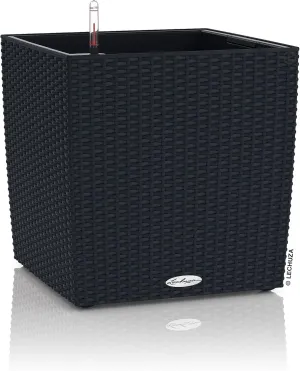 Lechuza 15373 Cube Cottage 30 Self-Watering Planter for Indoor and Outdoor Use, 12" x 12" x 12", Graphite