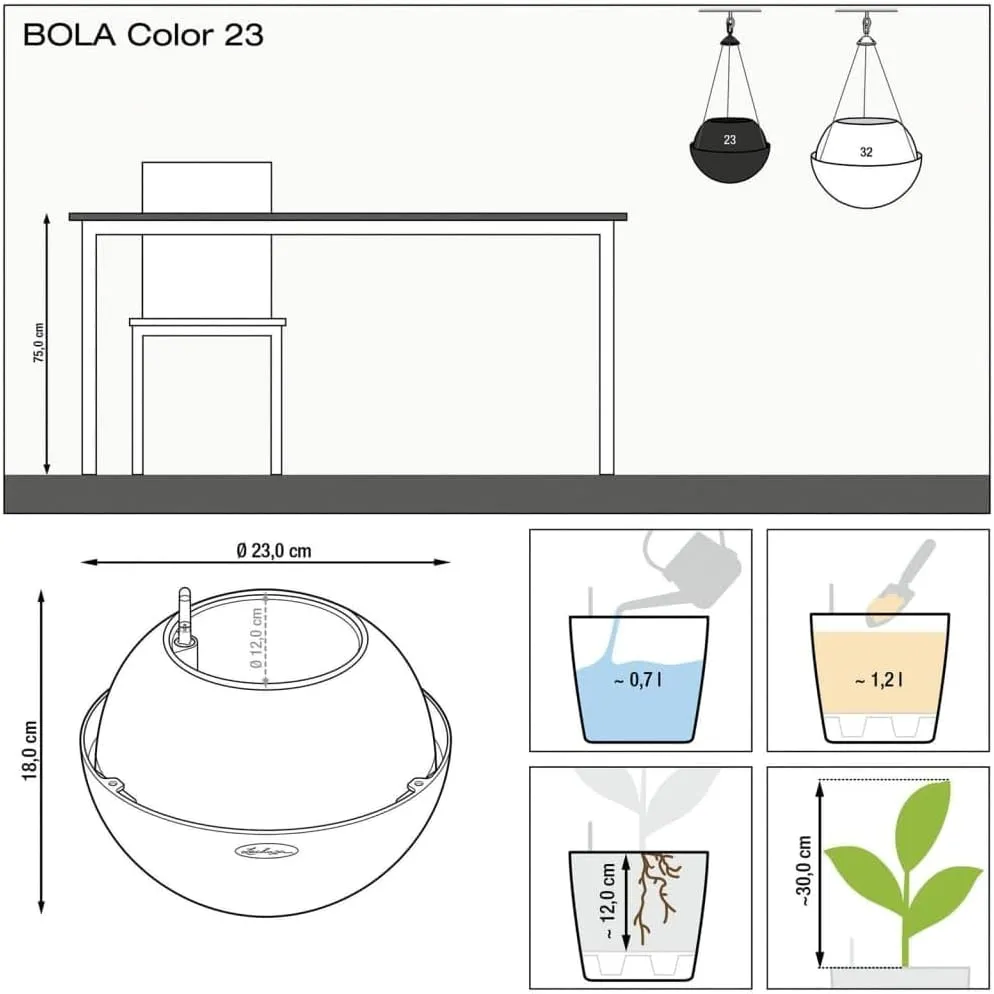 LECHUZA BOLA Color 23 sand brown Plant Pot Flower Pot 16766