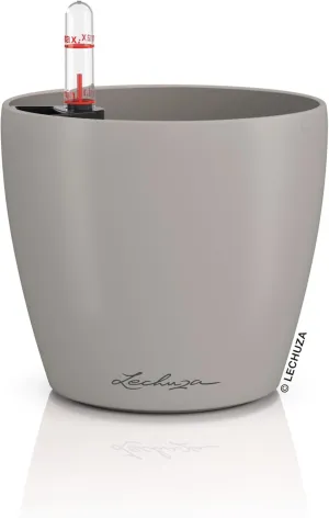 Lechuza Classico Color 12 Table Pot Sand Brown Planter with Watering System, Water Level Indicator and Plant Insert, Matte Surface, Diameter 13 x 12 cm, 16692