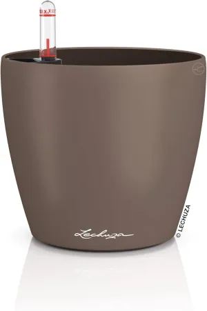Lechuza Classico Color 14 Table Pot Nutmeg, Planter with Watering System, Water Level Indicator and Plant Insert, Matte Surface, Diameter 15 x 13.5 cm, 16698