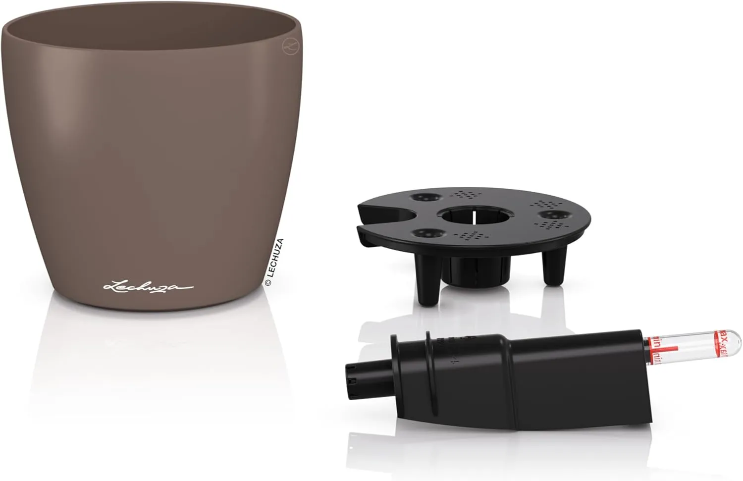 Lechuza Classico Color 14 Table Pot Nutmeg, Planter with Watering System, Water Level Indicator and Plant Insert, Matte Surface, Diameter 15 x 13.5 cm, 16698