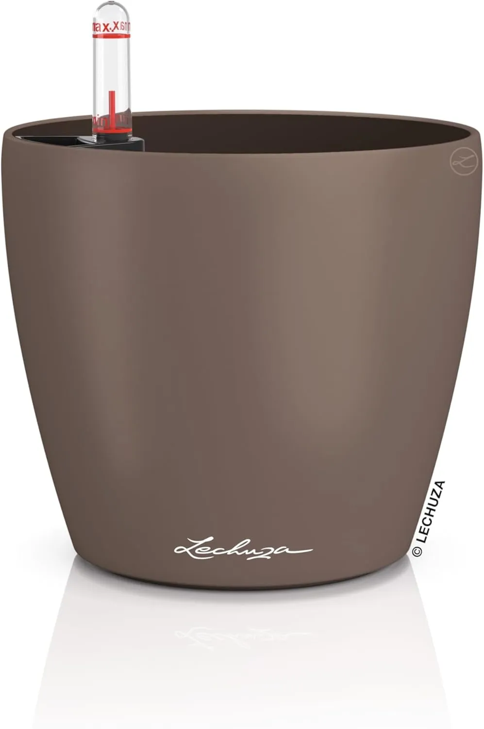 Lechuza Classico Color 14 Table Pot Nutmeg, Planter with Watering System, Water Level Indicator and Plant Insert, Matte Surface, Diameter 15 x 13.5 cm, 16698
