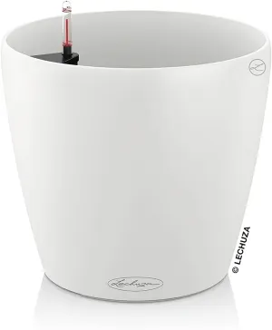 Lechuza Classico Color 18 Garden Small Flower Plant Pot Indoor Outdoor Table Plastic Planter with Drainage Hole D19 H17 cm White