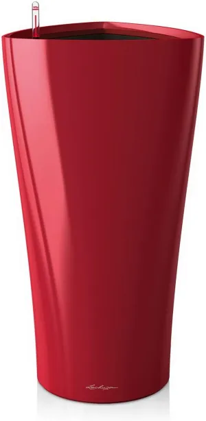 Lechuza Delta 30 Self Watering Planter Large Garden Flower Plant Pot Indoor/Outdoor Floor Planter with Drainage Hole and Plant Substrate Poly Resin D30 H56 cm Scarlet Red High-Gloss