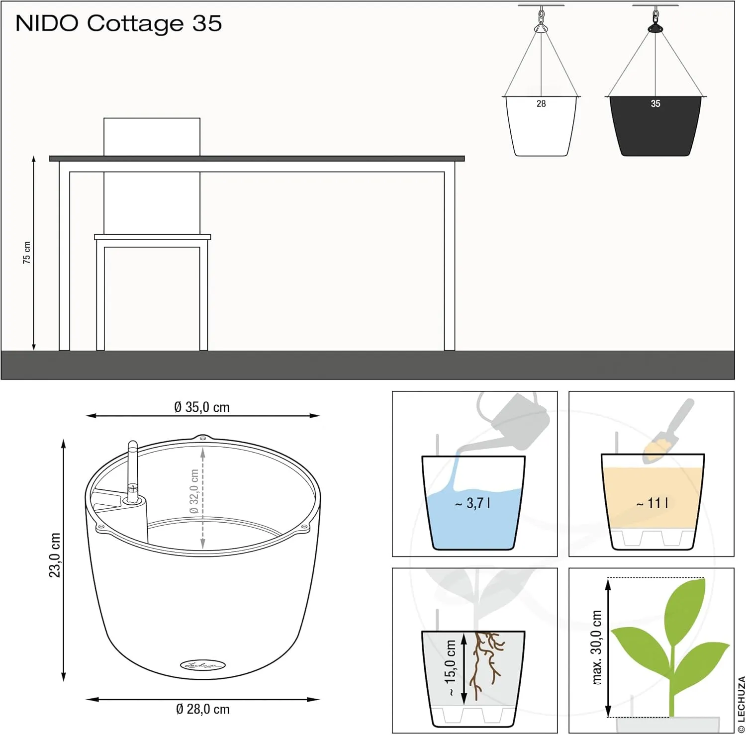 Lechuza Nido Cottage 35 White 15290