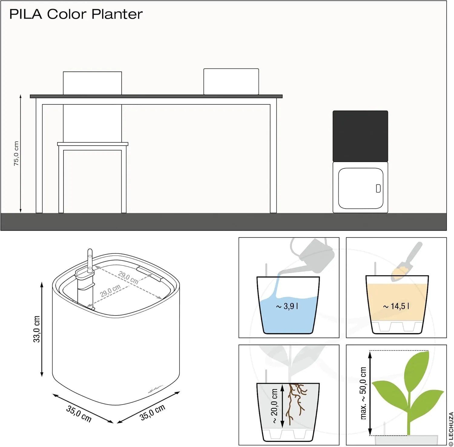 LECHUZA PILA Color Planter coral red 15908