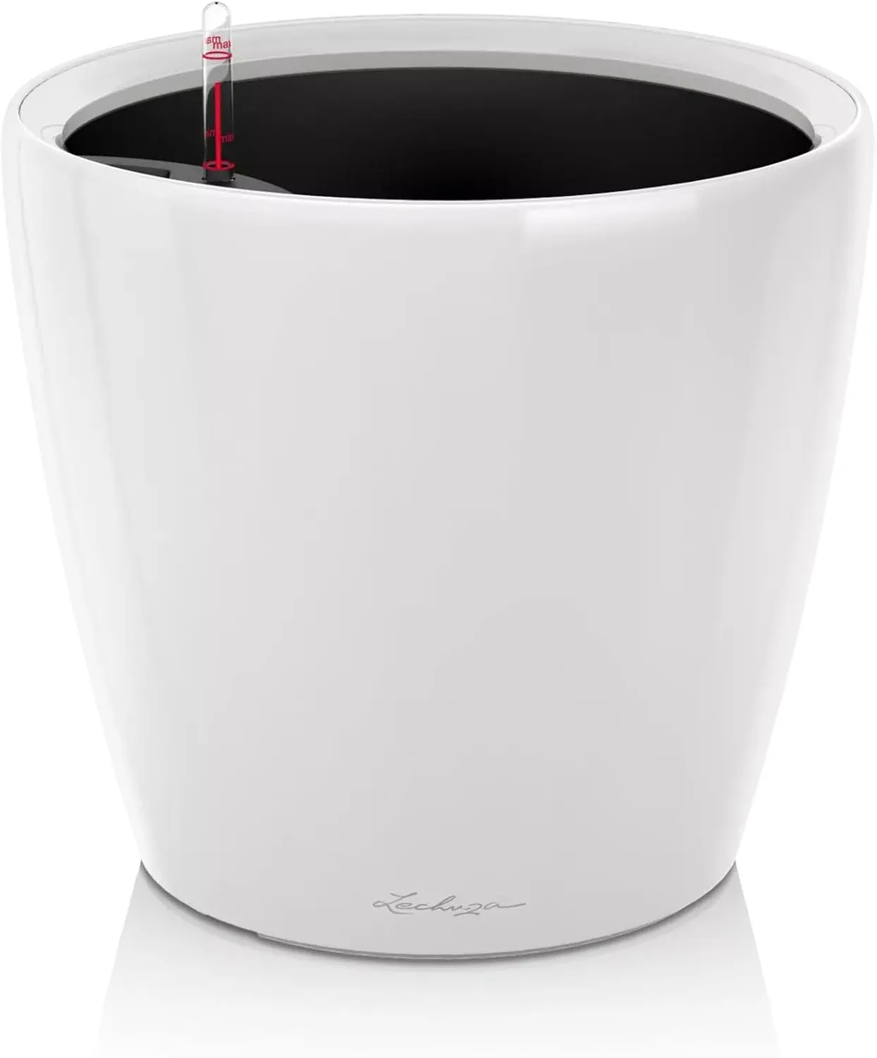 Lechuza Self Watering Plant Pot Classico 50 LS Garden Flower Indoor Outdoor Floor Plastic Planter with Drainage Hole D50 H47 cm White High-Gloss