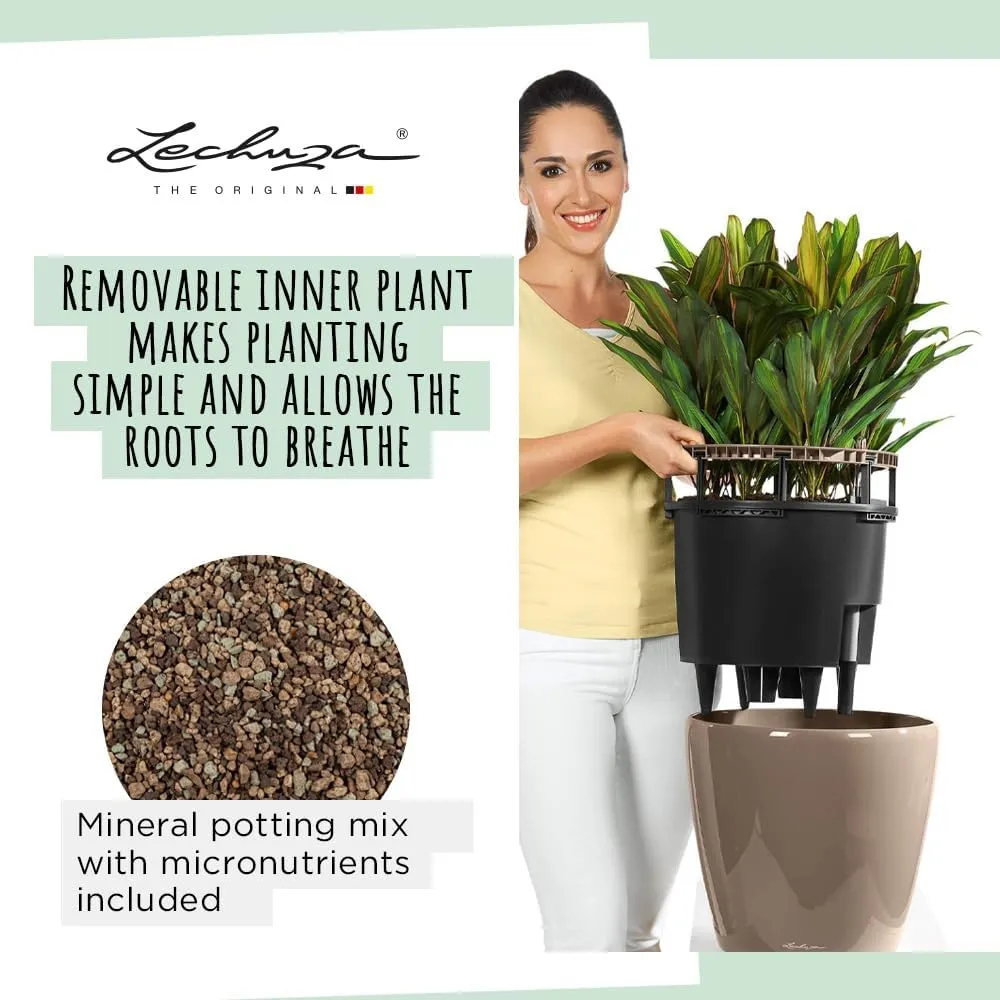 Lechuza Self Watering Plant Pot Classico 50 LS Garden Flower Indoor Outdoor Floor Plastic Planter with Drainage Hole D50 H47 cm White High-Gloss
