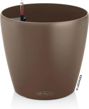 Lechuza Self Watering Plant Pot Classico Color 18 Garden Small Flower Indoor Outdoor Table Plastic Planter with Drainage Hole D19 H17 cm Nutmeg