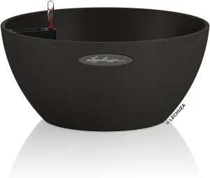 Lechuza Self Watering Plant Pot CUBETO Stone 30 Garden Flower Indoor and Outdoor Plastic Planter with Drainage Hole D30 H13 cm Graphite Black