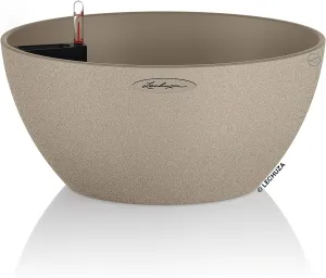 Lechuza Self Watering Plant Pot CUBETO Stone 30 Garden Flower Indoor Outdoor Table Plastic Planter with Drainage Hole D30 H13 cm Sand Beige