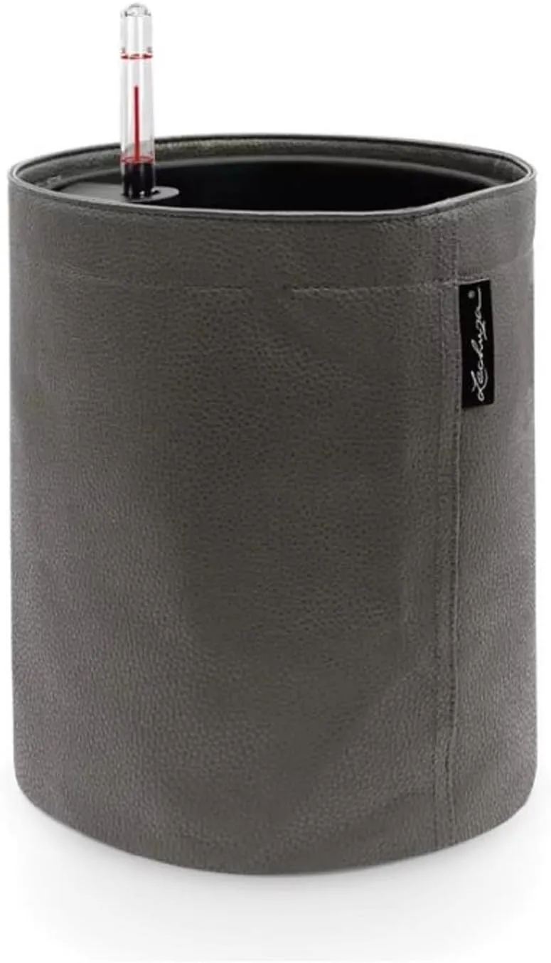 Lechuza - Trendcover 14185 Plant Pot Vegan Leather Anthracite with Watering System Diameter 23 cm x 26.5 cm