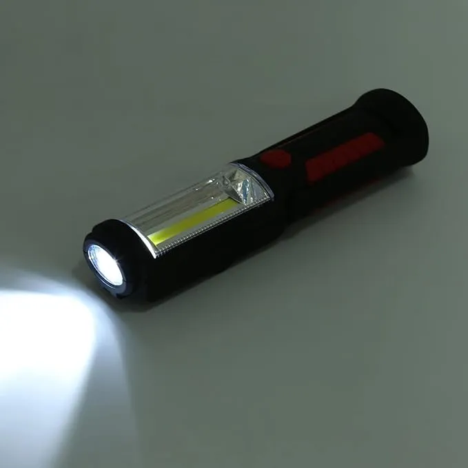 LED Flashlight Rechargeable, Rechargeable Flashlights Magnetic Flashlight Cob Work Light Portable Inspection Light Floodlight Pocket Worklight for Home Garage Travel Camping Emergency Repair(red)
