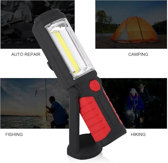 LED Flashlight Rechargeable, Rechargeable Flashlights Magnetic Flashlight Cob Work Light Portable Inspection Light Floodlight Pocket Worklight for Home Garage Travel Camping Emergency Repair(red)