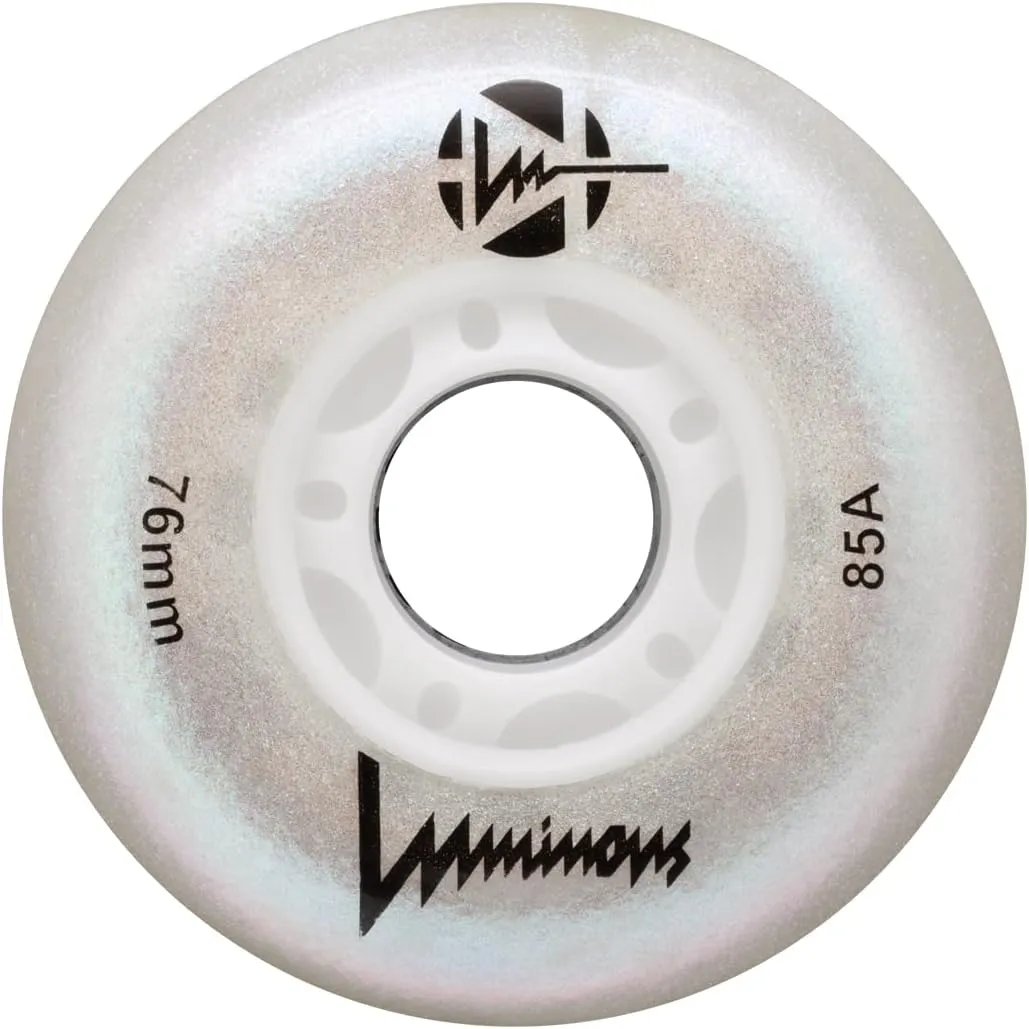 LED Inline Wheels 76mm White Pearl 4 Pack