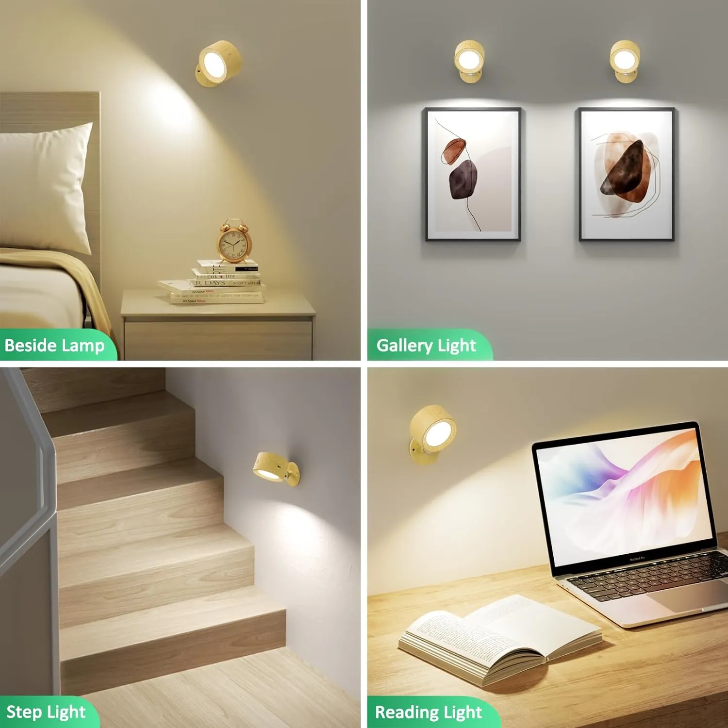 LED Wall Sconces, Wall Mounted Lamp with Remote Rechargeable Battery Operated, 3 Color Temperatures & Dimmable Wall Lights Magnetic 360° Rotation Wireless Light