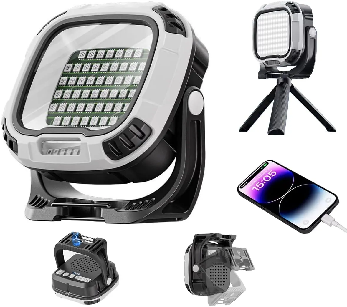 LED Work Light Rechargeable, 2500LM Waterproof Folding Portable Flood Lights with Magnetic and14 Light Modes,USB Emergency cob Work Light for Camping Car Repairing Emergency Job Site Lighting