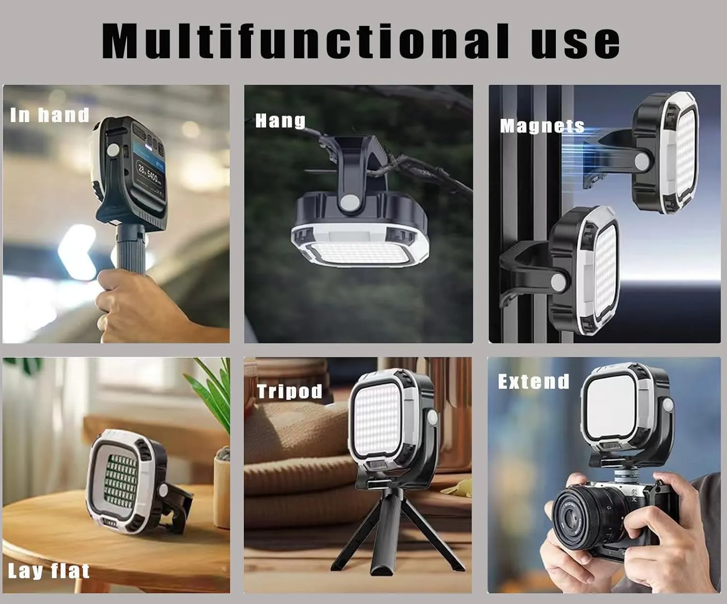 LED Work Light Rechargeable, 2500LM Waterproof Folding Portable Flood Lights with Magnetic and14 Light Modes,USB Emergency cob Work Light for Camping Car Repairing Emergency Job Site Lighting