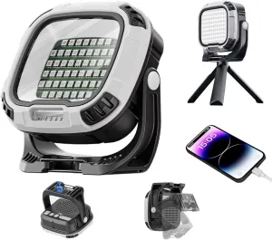 LED Work Light Rechargeable, 2500LM Waterproof Folding Portable Flood Lights with Magnetic and14 Light Modes,USB Emergency cob Work Light for Camping Car Repairing Emergency Job Site Lighting