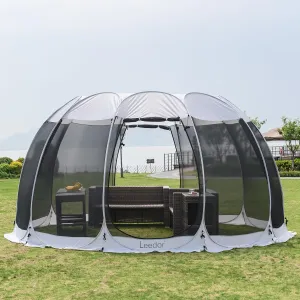 LEEDOR Pop Up Screen House, 6-10-15 Person Outdoor Screen Tent，Camping Screen Room with Carry Bag, Screened Gazebo with Mosquito Netting, Instant UV Resistant Sun Shelter for Garden, Patio, Backyard