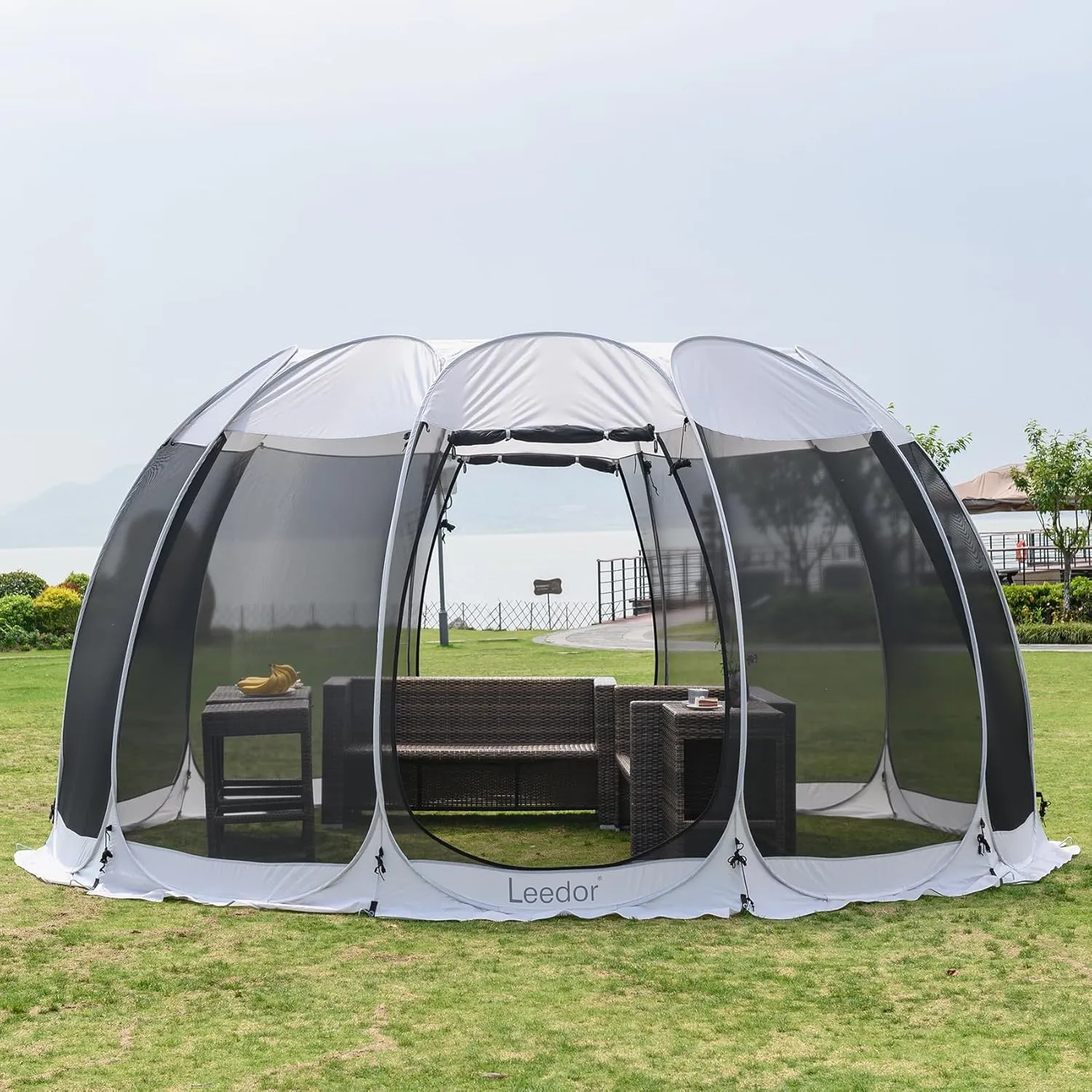 LEEDOR Pop Up Screen House, 6-10-15 Person Outdoor Screen Tent，Camping Screen Room with Carry Bag, Screened Gazebo with Mosquito Netting, Instant UV Resistant Sun Shelter for Garden, Patio, Backyard