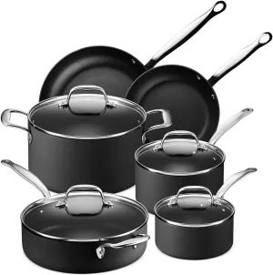 Legend Slick 10 pc Hard Anodized Nonstick Cookware - Next Gen Hard Anodized Aluminum & Steel Chef Grade Pots and Pans Set for Home - PFOA Free, Non-Toxic Non-Stick Surface - Oven & Dishwasher Safe