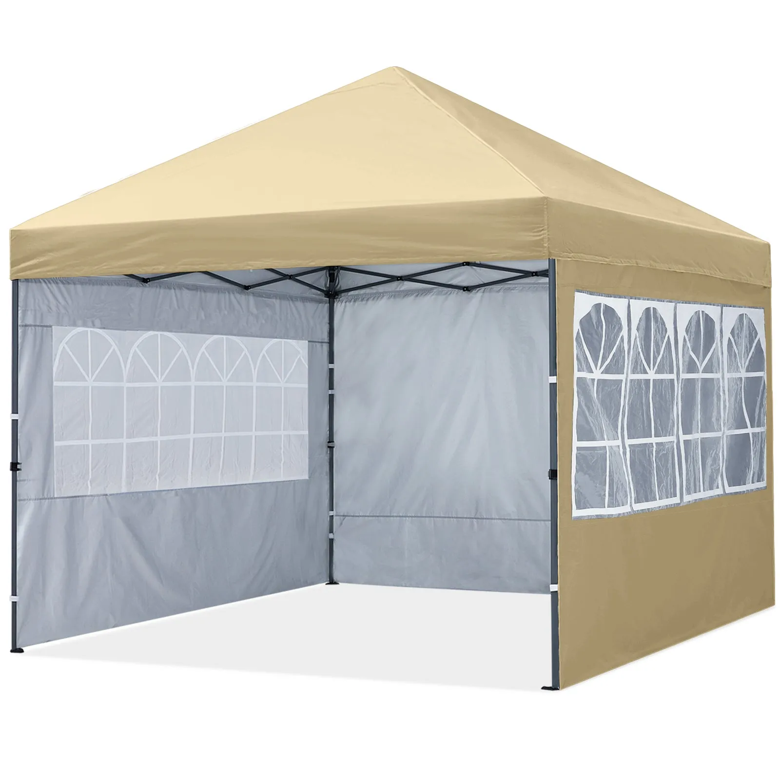 Leisure Sports 10x10 Pop Up Canopy Tent with Church Window Sidewalls-CA