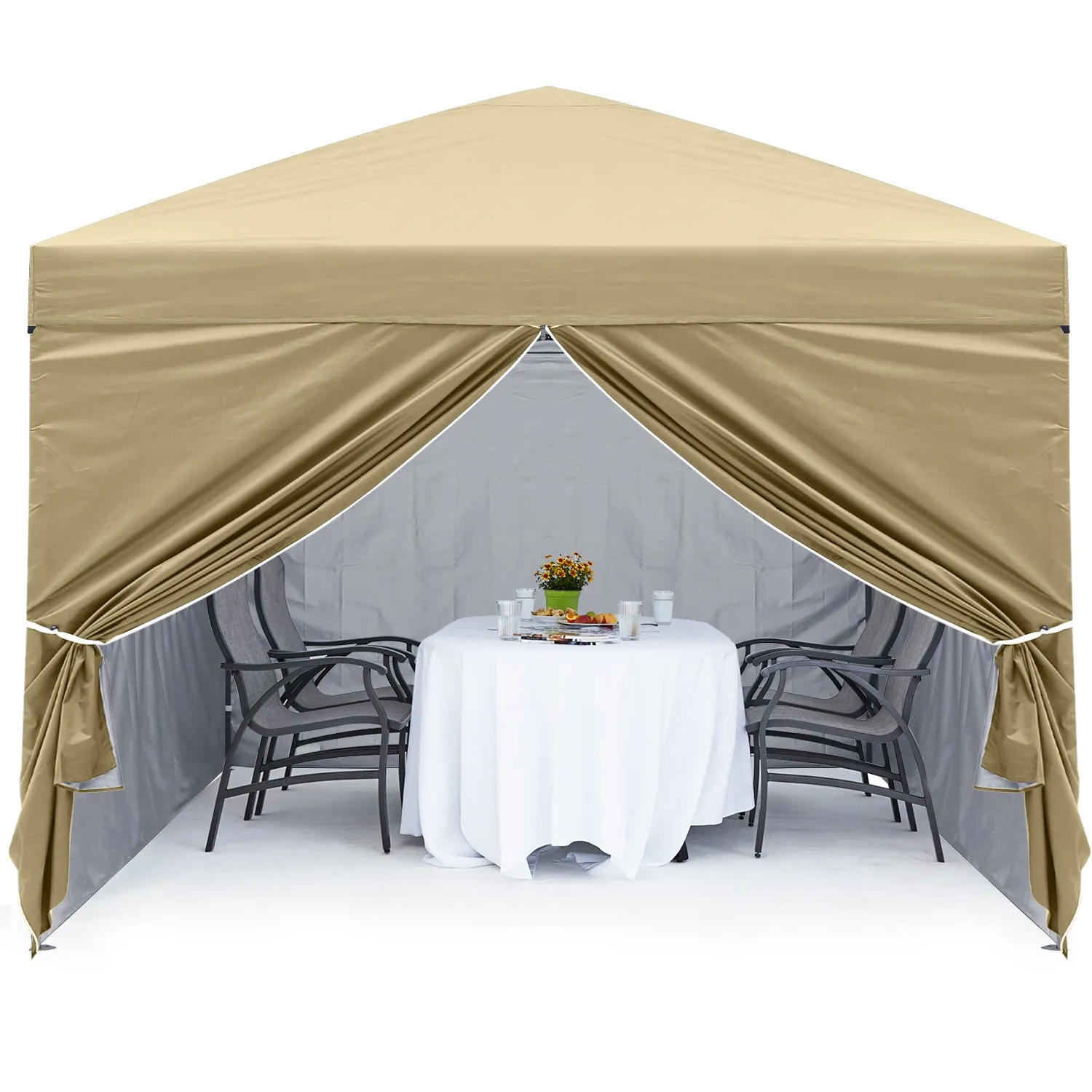 Leisure Sports 10x10 Pop Up Canopy Tent with Church Window Sidewalls-CA