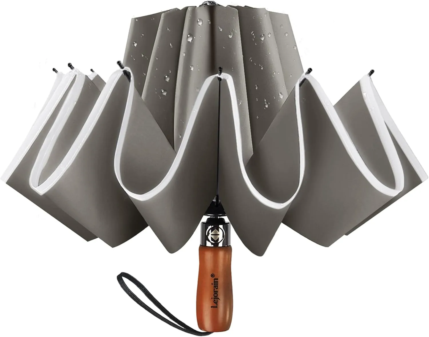 Lejorain Golf Large Inverted Umbrella - Black Big Windproof Heavy Duty Upside Down 54in Compact Car Automatic Folding Reflective Umbrella