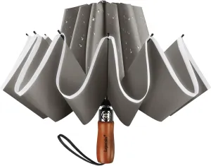 Lejorain Golf Large Inverted Umbrella - Black Big Windproof Heavy Duty Upside Down 54in Compact Car Automatic Folding Reflective Umbrella