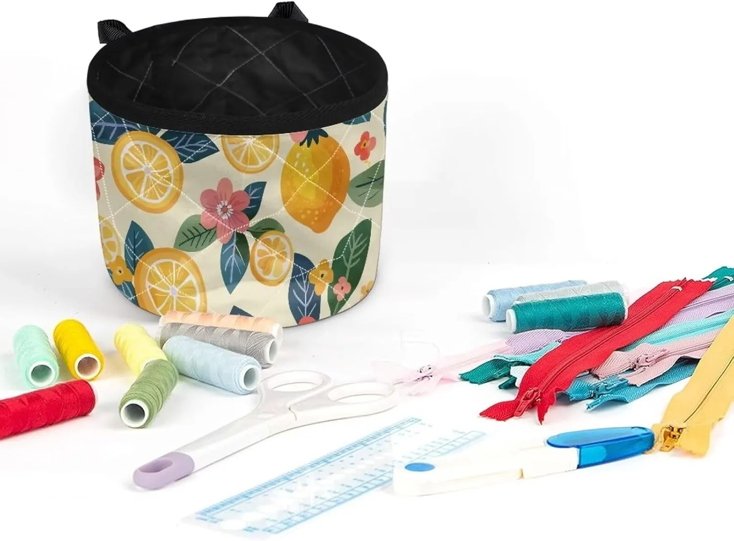 Lemon Sewing Machine Mat for Table with Extra Cylinder Bag Organizer Anti-Vibration - Ideal for Sewing Machine Case and Sewing Supplies Storage
