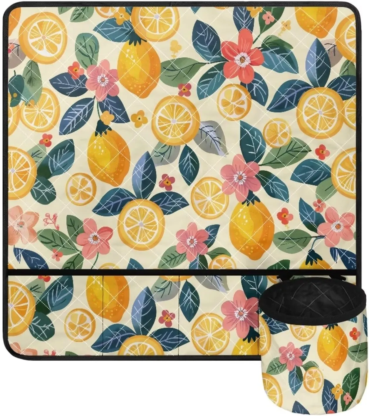 Lemon Sewing Machine Mat for Table with Extra Cylinder Bag Organizer Anti-Vibration - Ideal for Sewing Machine Case and Sewing Supplies Storage