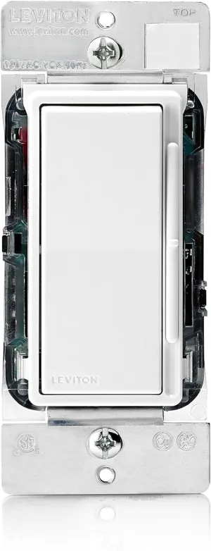Leviton Decora Slide Dimmer Switch for Electronic Low Voltage and Dimmable LED Bulbs, DSE06-10Z, White