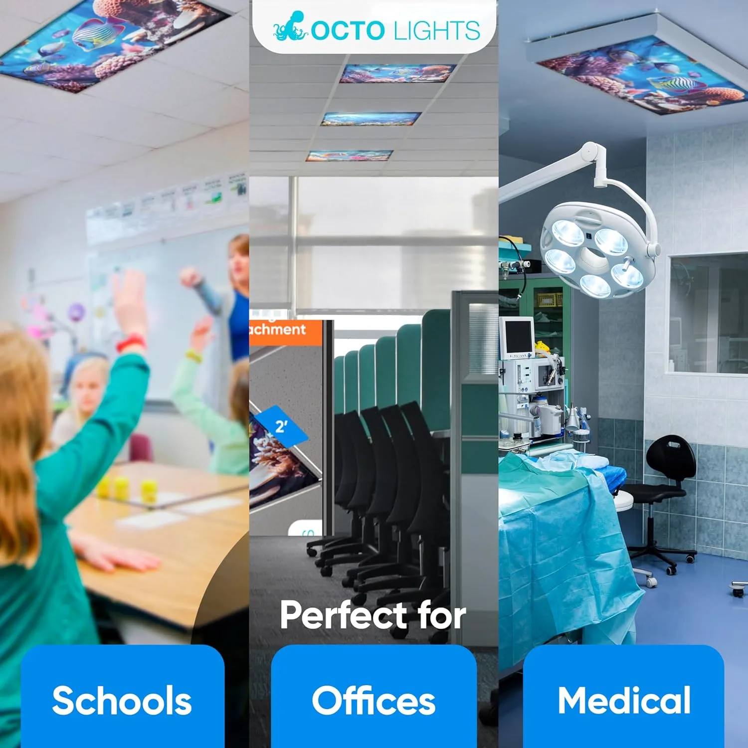 Light Covers for Ceiling Lights Classroom - Magnetic Ocean Cover for Fluorescent Or LED Fixture - Must Haves for Teacher Supplies - Home, Office Cubicle Decor - Calming Overhead Lighting