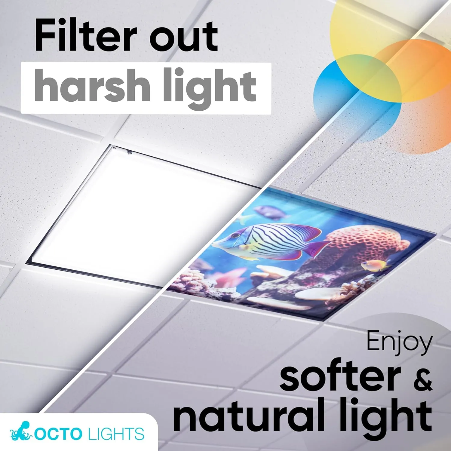 Light Covers for Ceiling Lights Classroom - Magnetic Ocean Cover for Fluorescent Or LED Fixture - Must Haves for Teacher Supplies - Home, Office Cubicle Decor - Calming Overhead Lighting