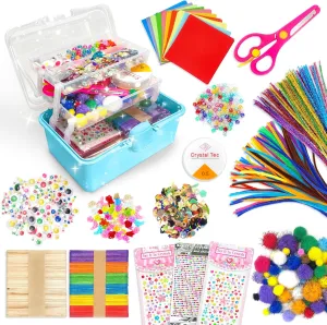 LINAYE 2500 PCS Arts and Crafts Supplies for Kids, DIY Craft Supplies Kit Box for Ages 6-8, Arts and Crafts Kit for Kids, Crafting Supply Set for Girls Boys Birthday Christmas Gifts, Blue