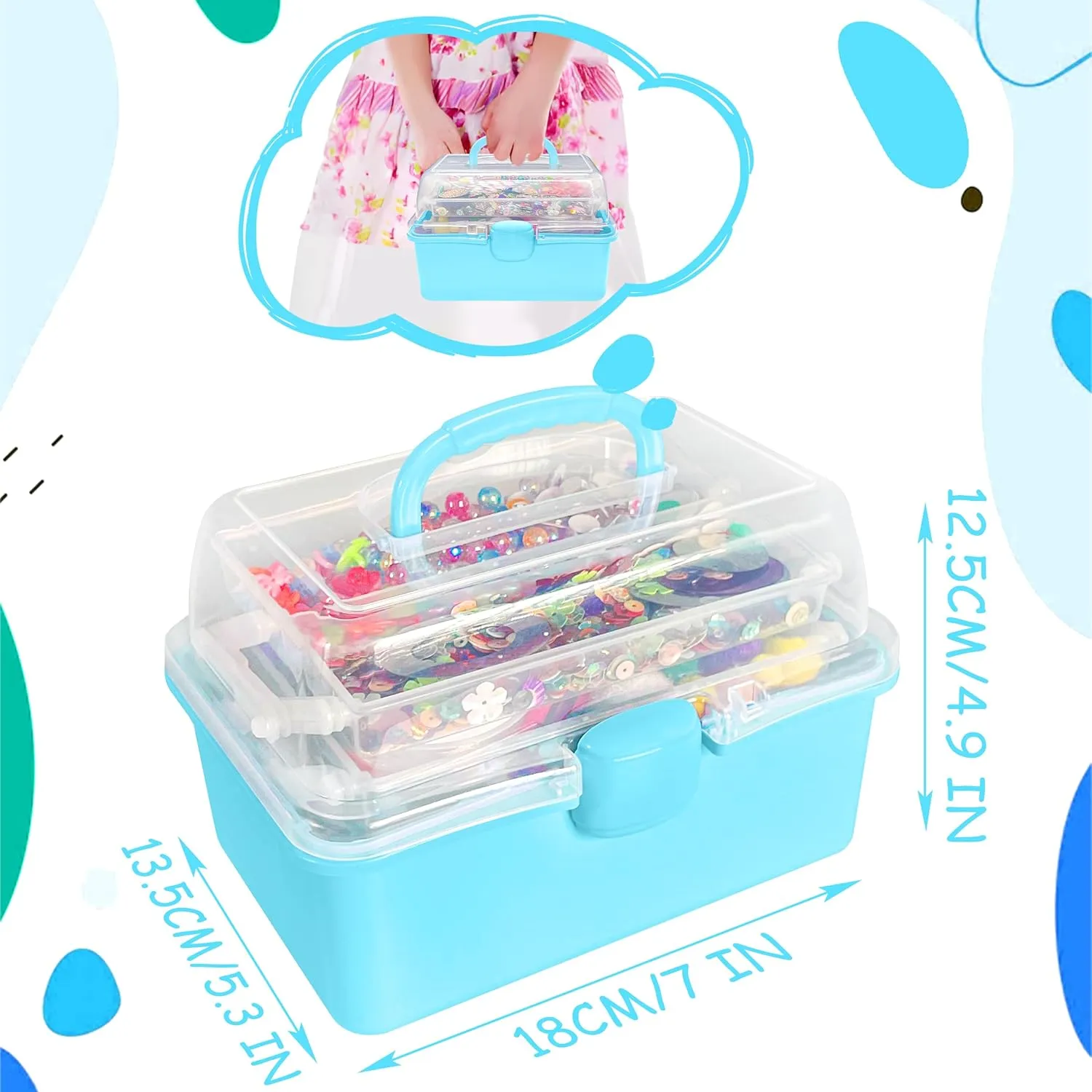LINAYE 2500 PCS Arts and Crafts Supplies for Kids, DIY Craft Supplies Kit Box for Ages 6-8, Arts and Crafts Kit for Kids, Crafting Supply Set for Girls Boys Birthday Christmas Gifts, Blue