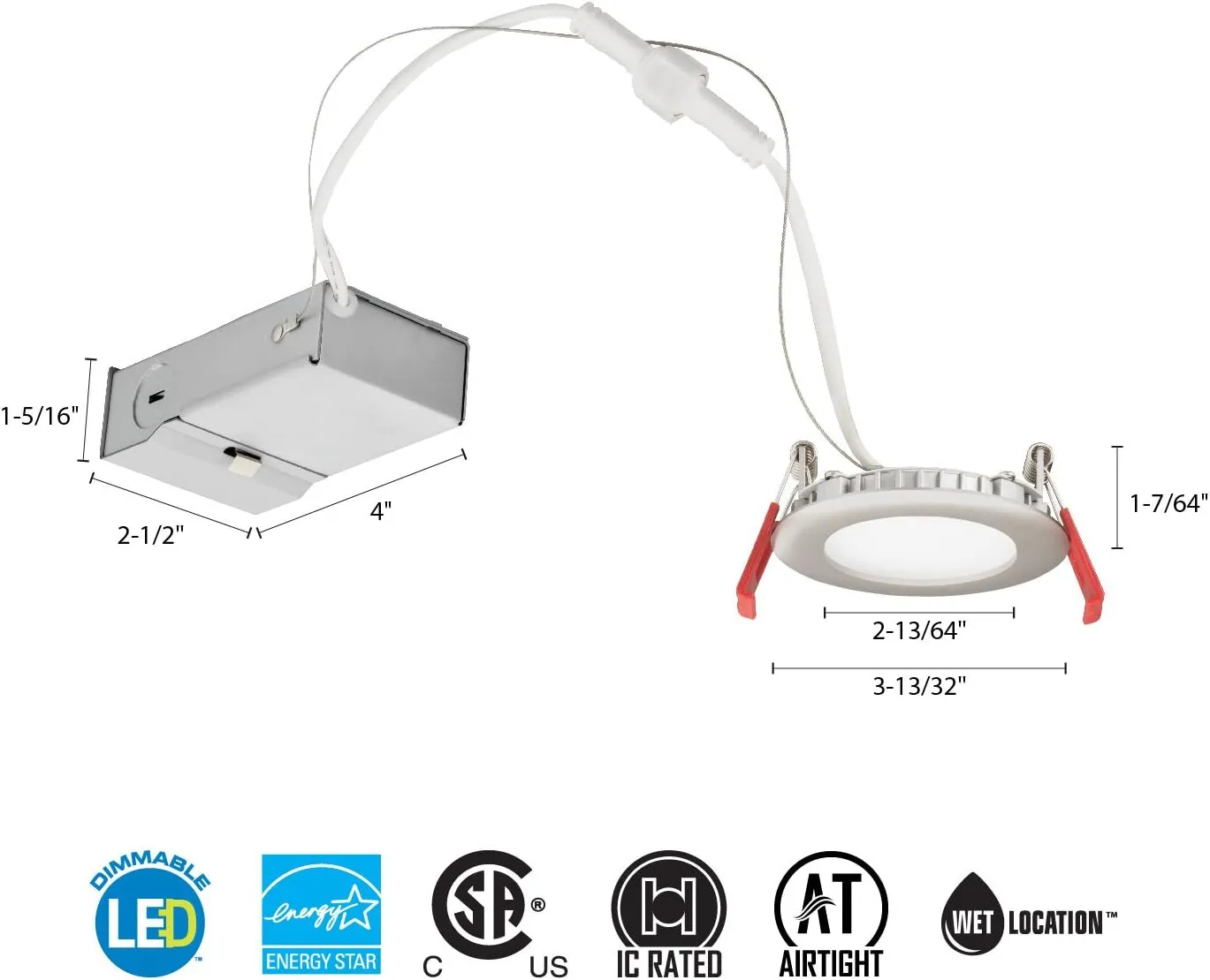 Lithonia Lighting WF3 LED 30K BN M6 Ultra Thin 3" Dimmable LED Recessed Wafer Ceiling Light, 3000K, Brushed Nickel