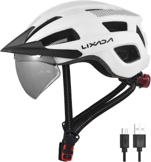 Lixada Bike Helmet Adult with USB Rechargeable LED Mountain Bike Helmet Adjustable Cycling Helmet for Men Women MTB Helmet 54-62 cm