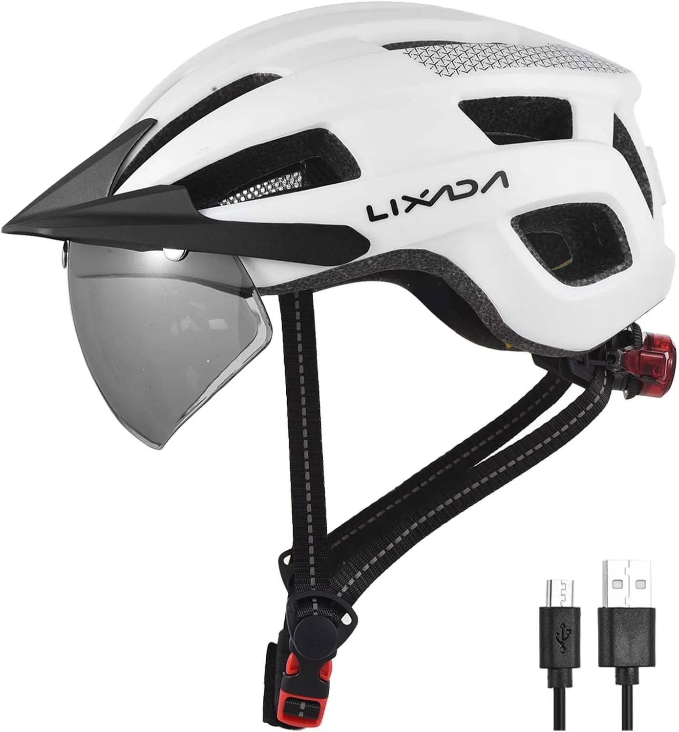 Lixada Bike Helmet Adult with USB Rechargeable LED Mountain Bike Helmet Adjustable Cycling Helmet for Men Women MTB Helmet 54-62 cm