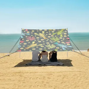 Lobster Colorful Coral Flowers Beach Camping Tent Sun Shelter for Whole Family, Beach Shade Canopy with UPF50  UV Protection,Easy Set Up and Carry,Outdoor Shade for Trips, Fishing, Backyard Fun